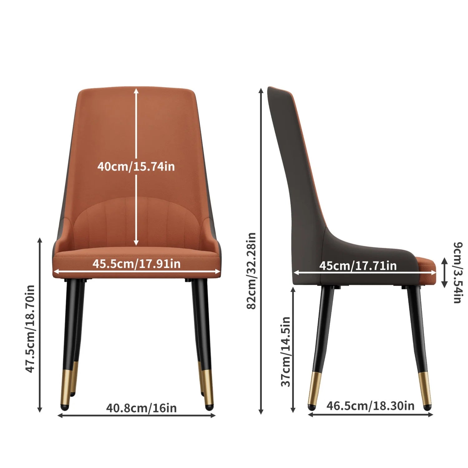2 Modern Upholstered Cushion Metal Leg