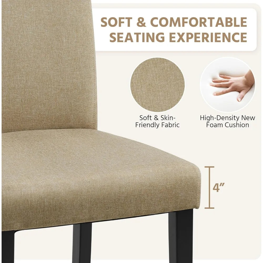 4 Fabric Upholstered Parson Chairs