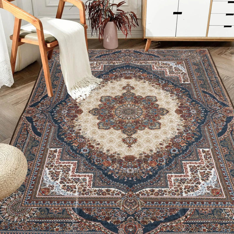 6x9 Vintage Boho Persian Flower Washable