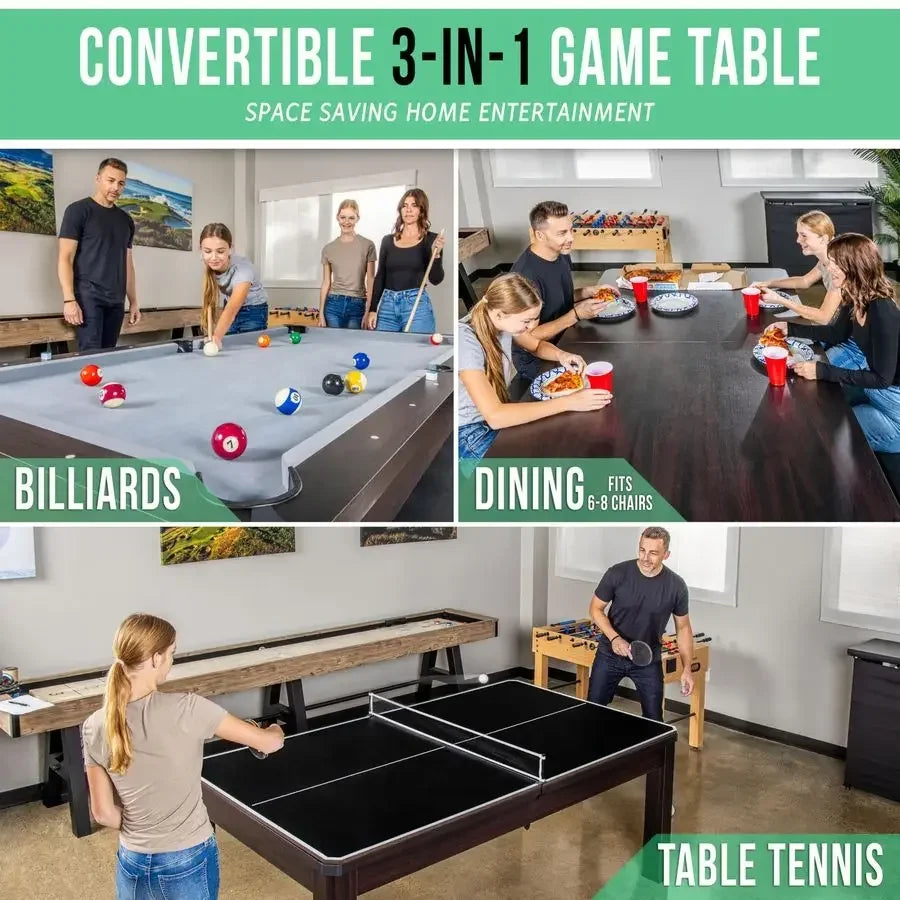 3 in 1 Pool, Dining, Table Tennis Combo, benches