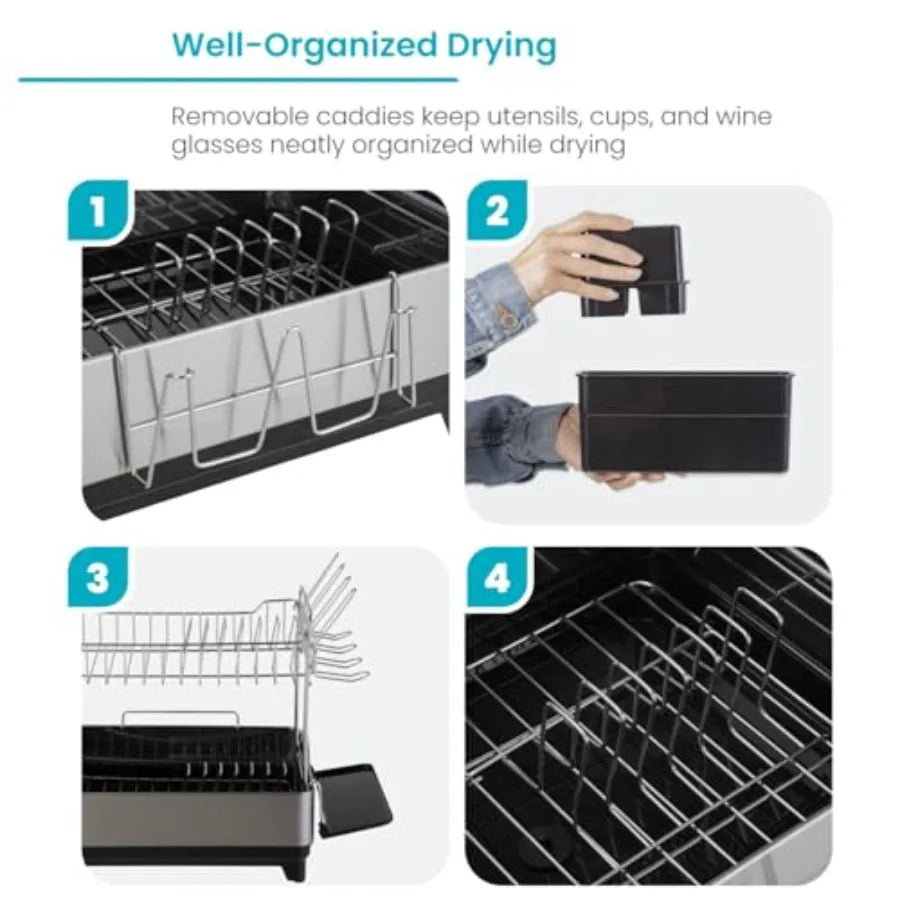 Large Stainless Steel Dish Rack w/Drain