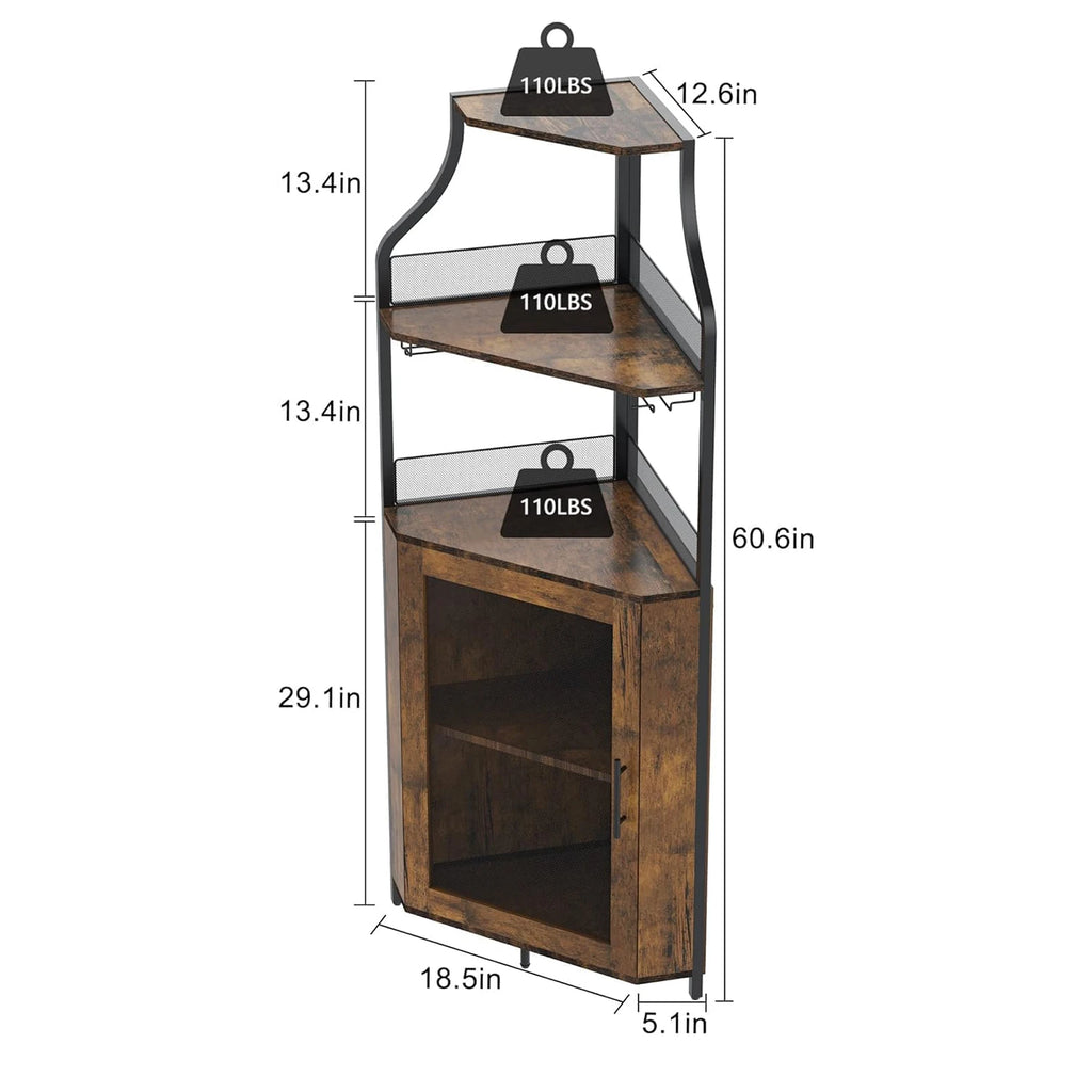 Corner Wine Rack W/Glass Holder