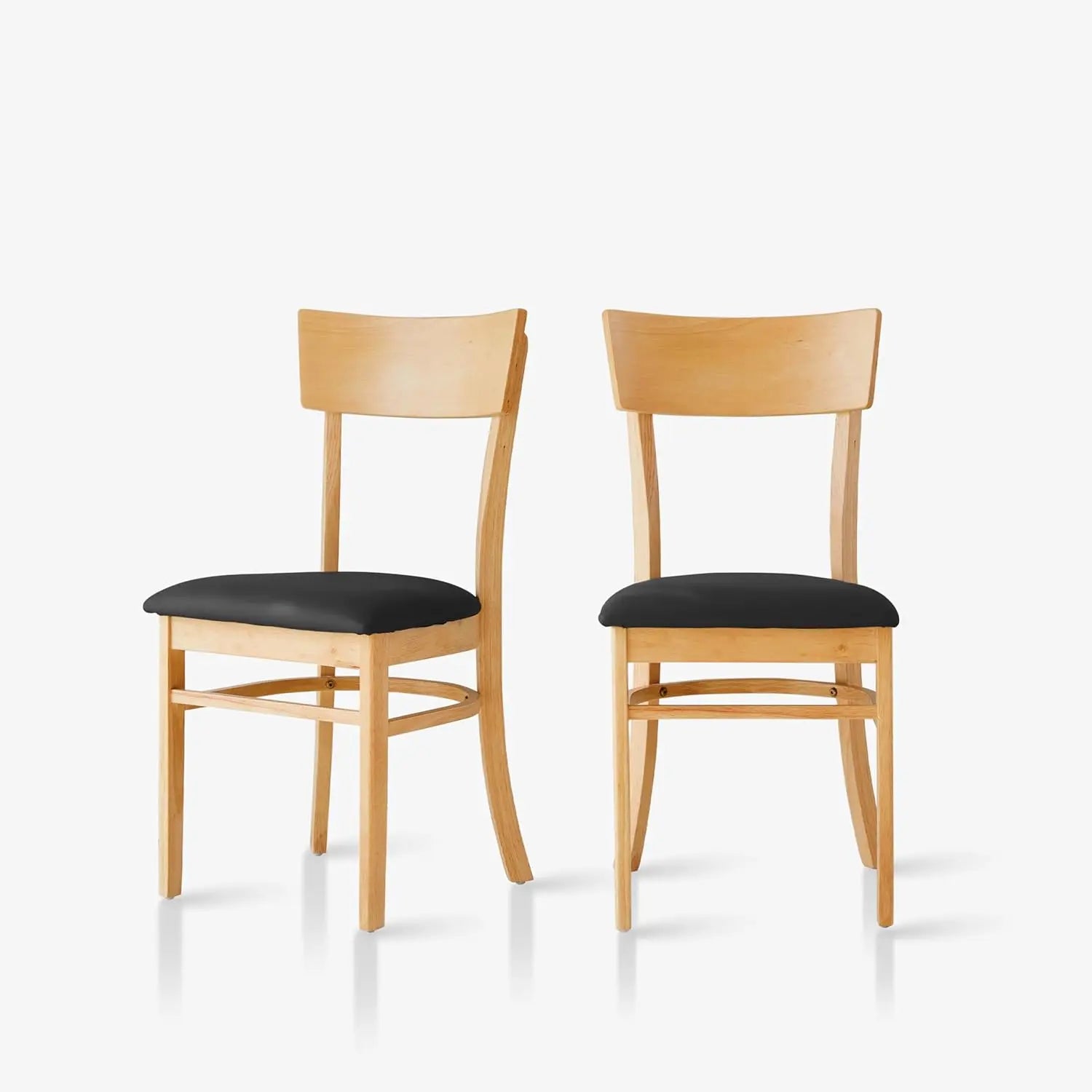 2 Solid Oak PU Leather Straight Back