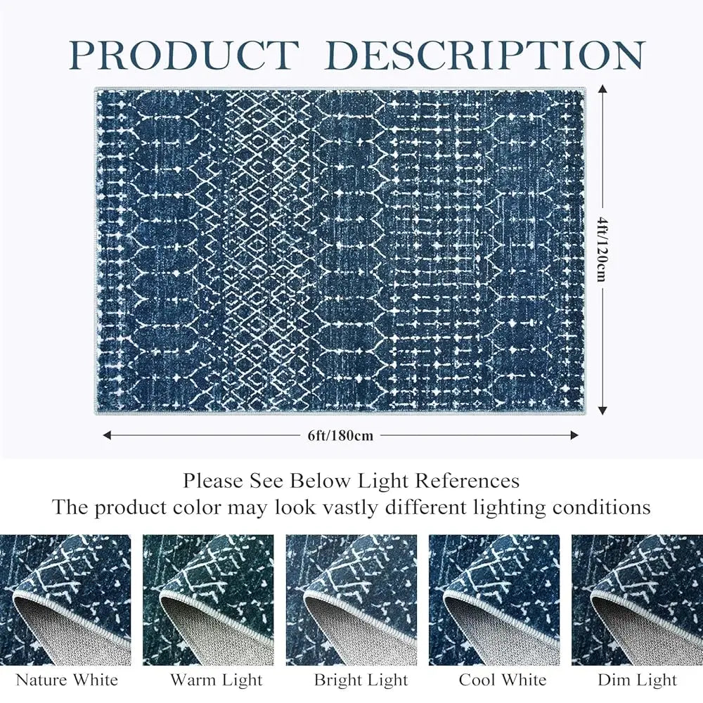 4x6 Moroccan Blue Ultra-Thin Soft