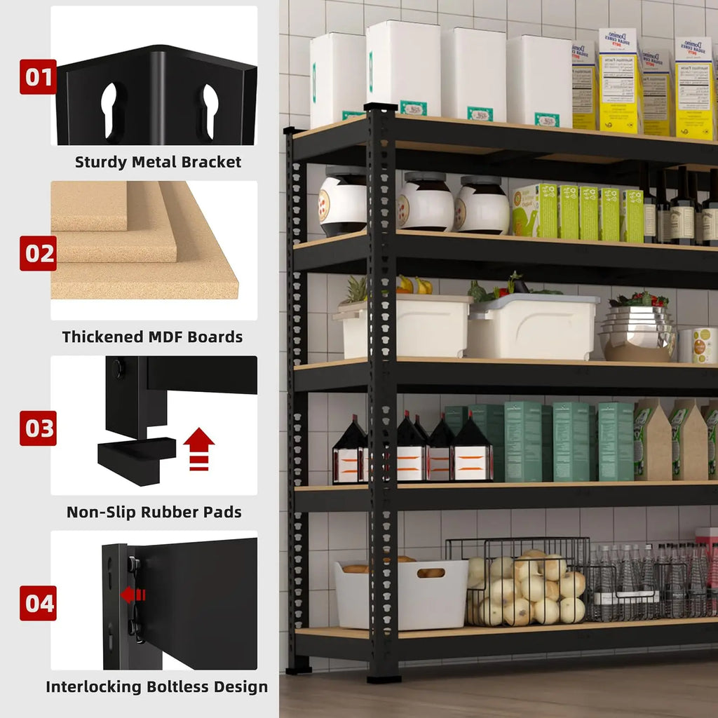 48" W Metal Garage Shelving 5-Tier