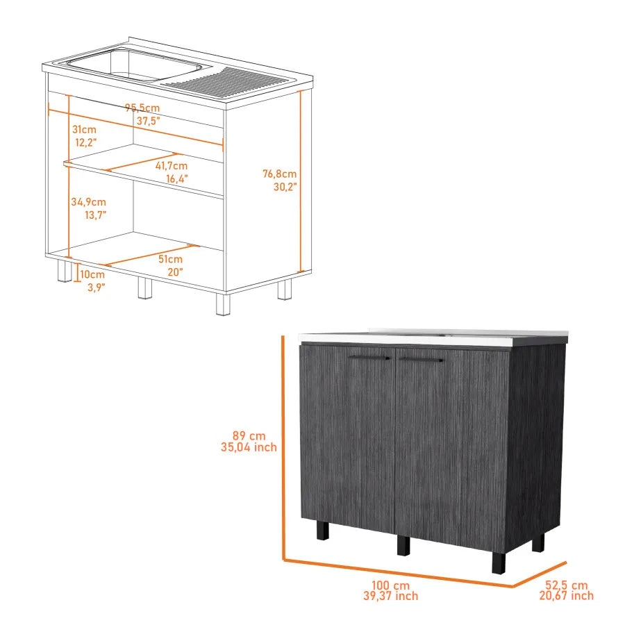 FURNITURE 2 Utility Sink and Cabinet Stainless Countertop