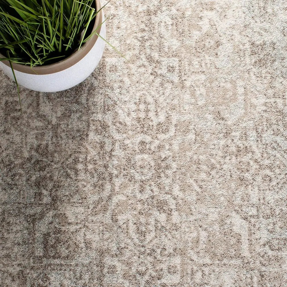 9x12 Ivory/Taupe, Distressed