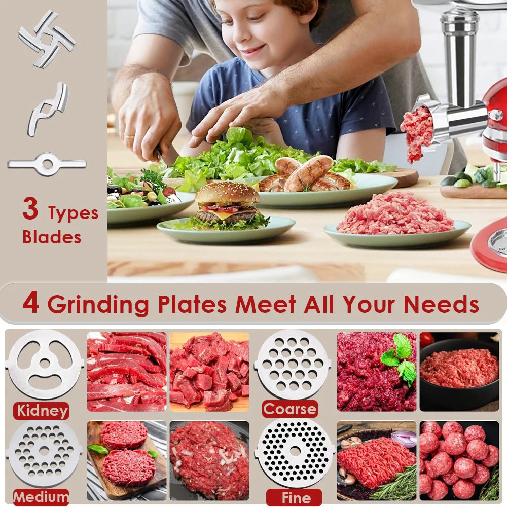 All-Metal Meat Grinder Attachment for KitchenAid Mixers
