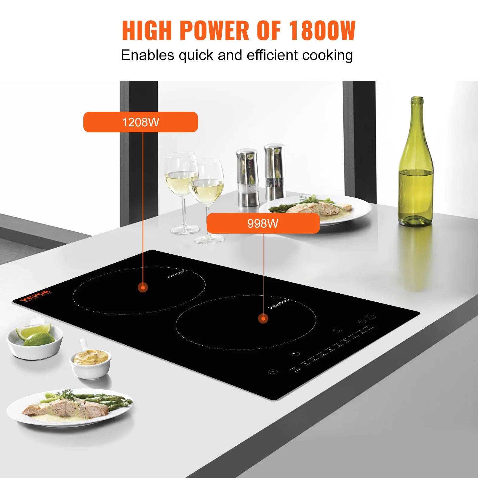 2 Induction, Sensor Touch Control, Magnetic Cooker