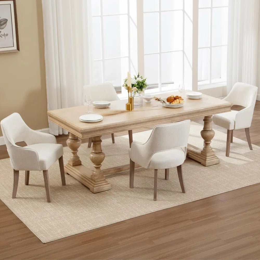 2 Linen Upholstered, Wood legs