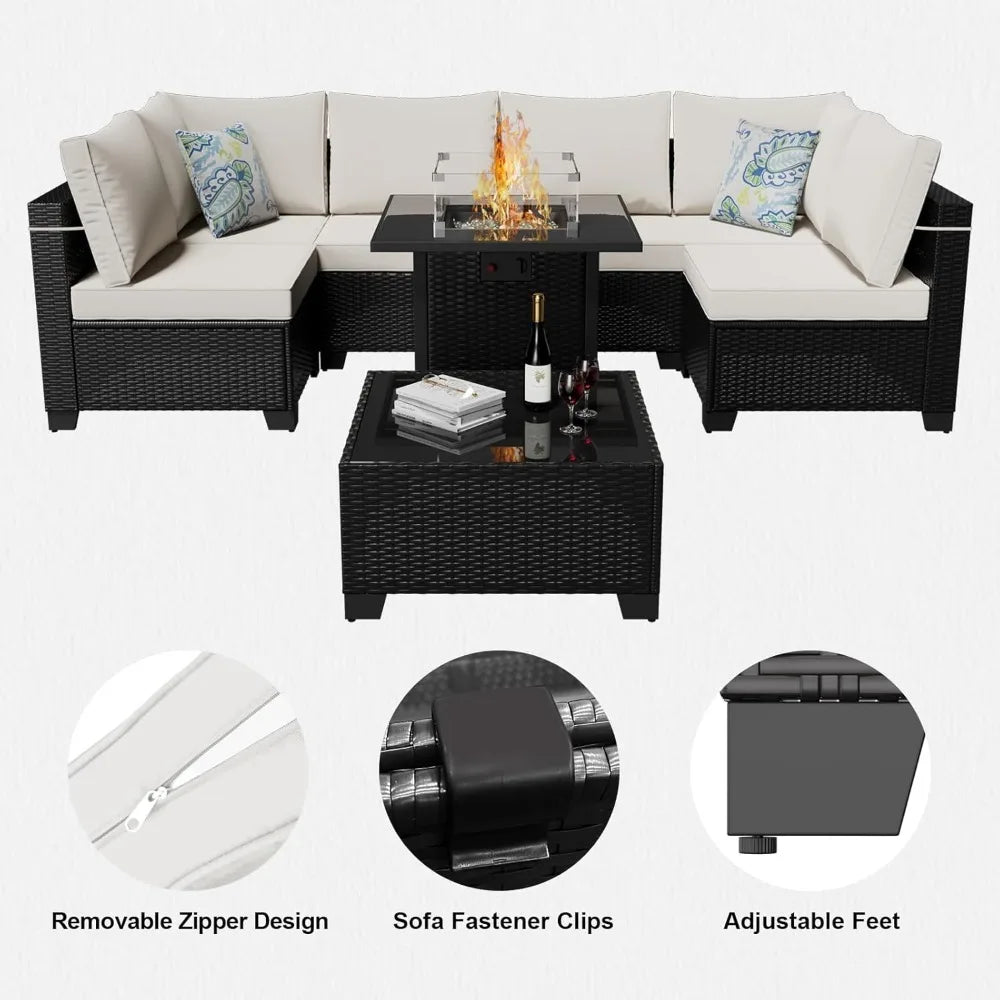 8-Piece Patio Set W/Fire Pit