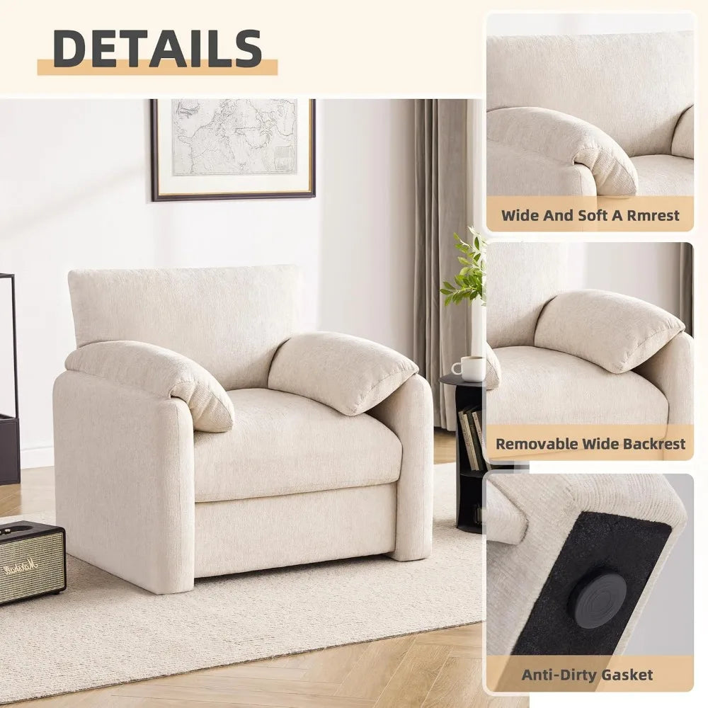38.6 Large Chenille Armchair