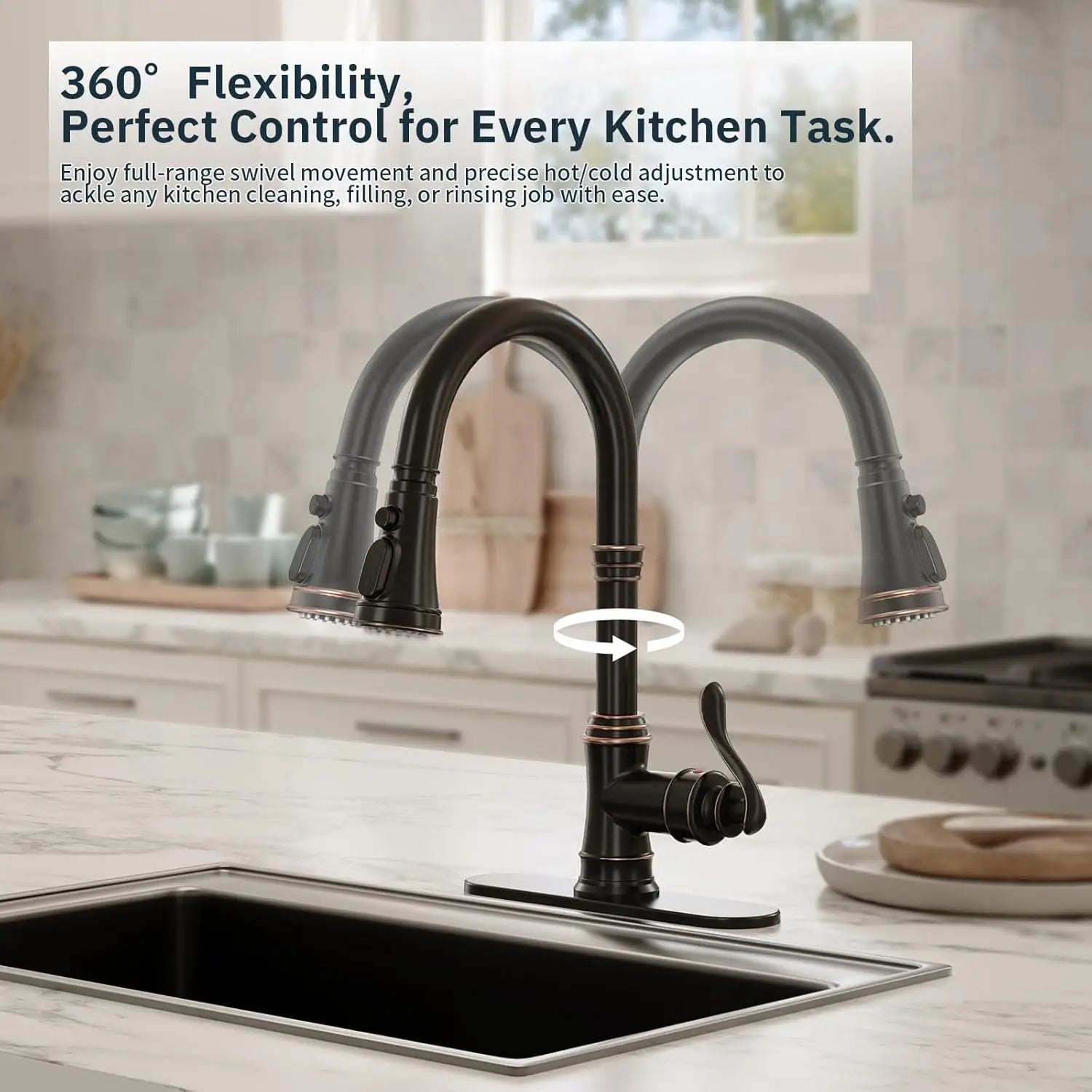 Solid Brass Pull Down Sprayer, Oil Rubbed Bronze