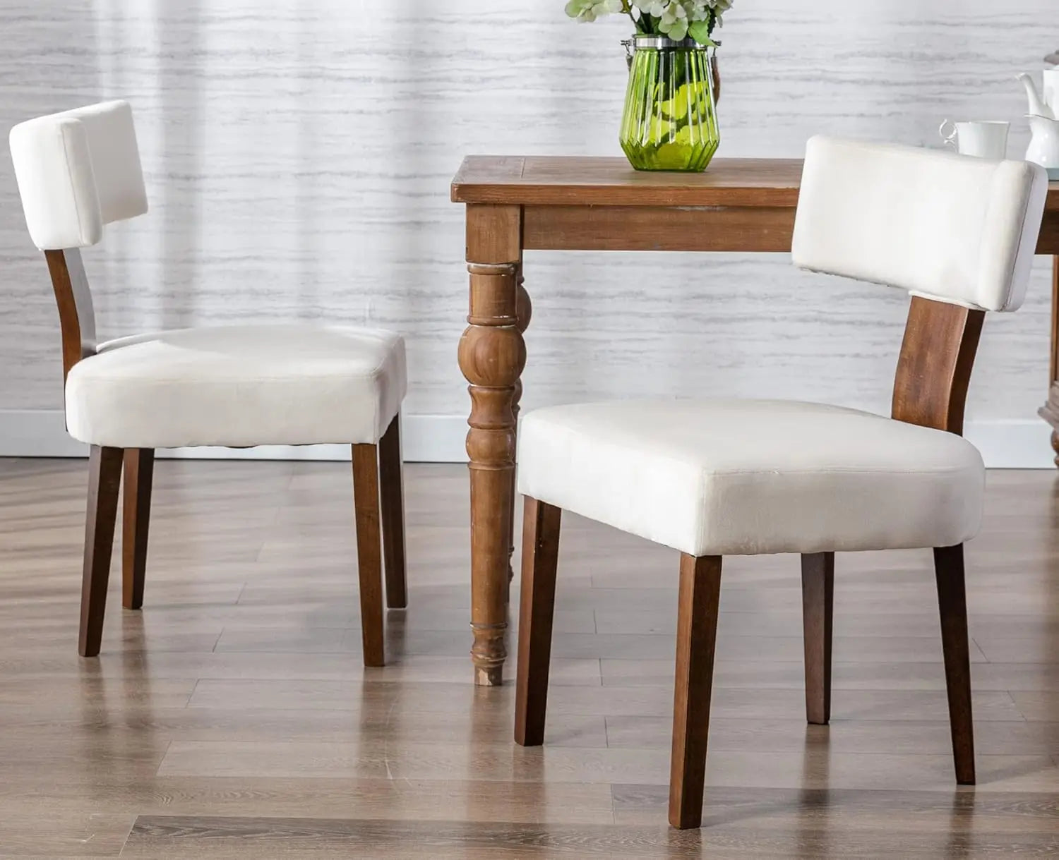 Upholstered PU Leather w/Wood Leg