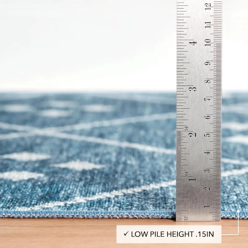 4x6 Washable Indigo Diamond