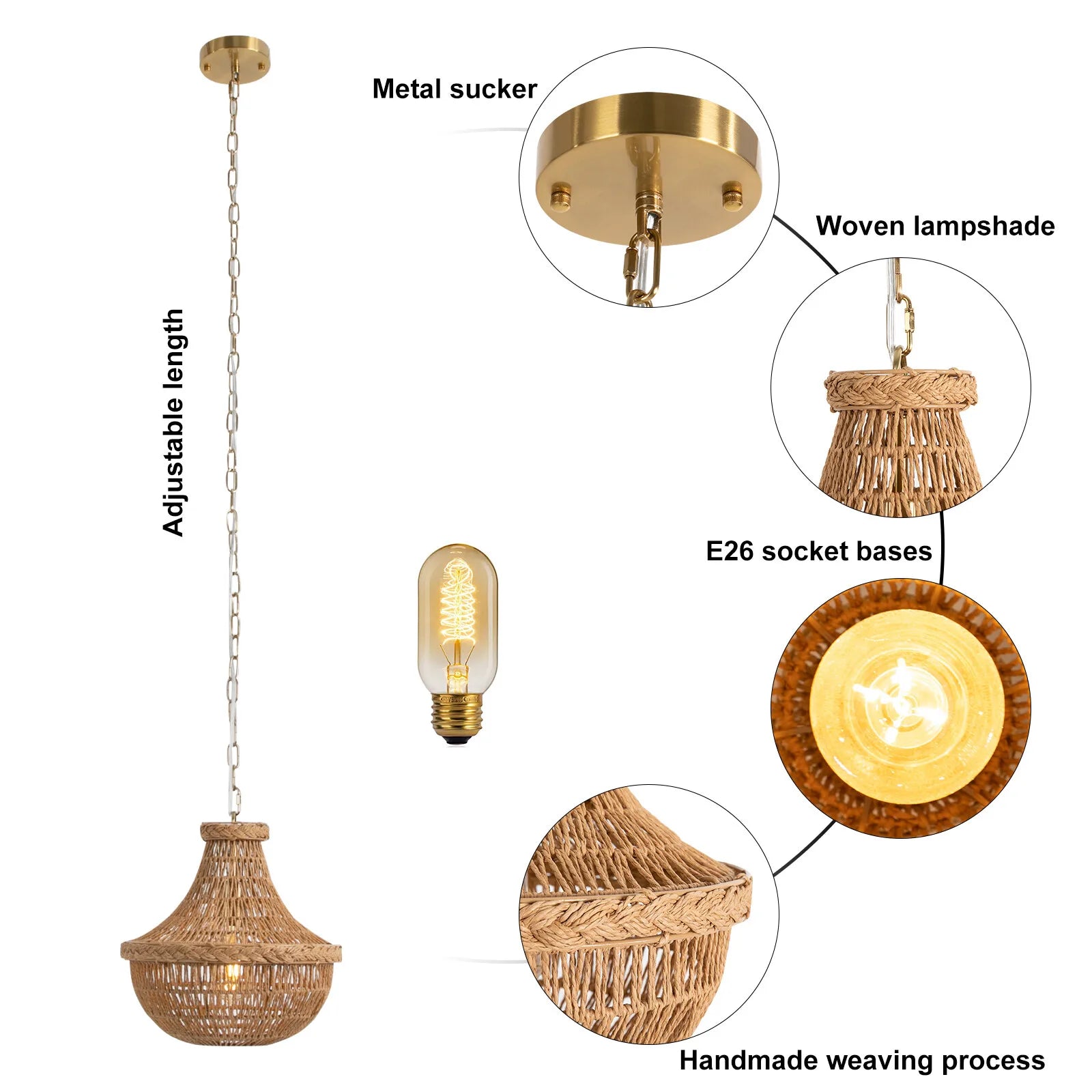 60W Chain Woven Country Chandelier