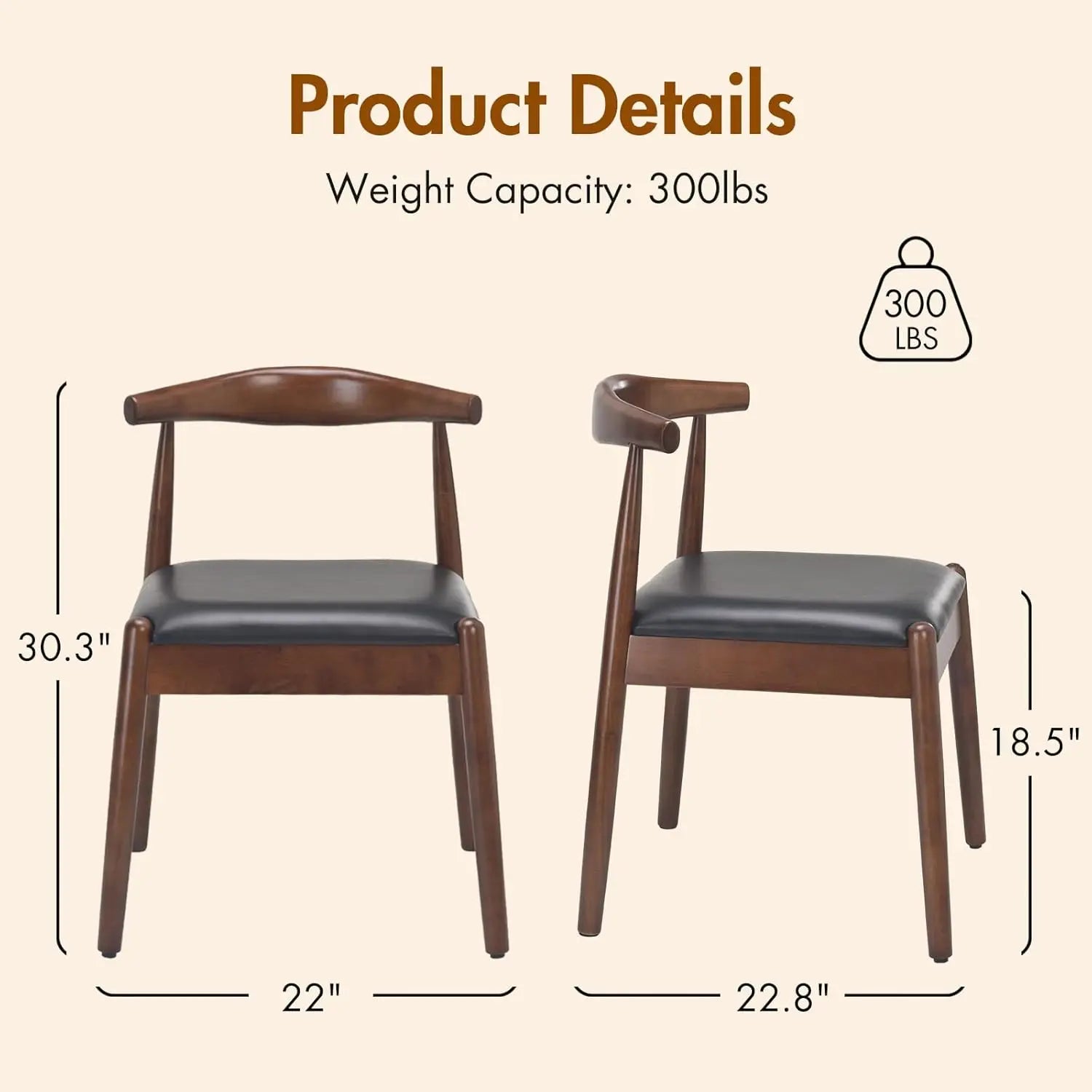 2 Mid-Century Modern w/Solid Wood Legs