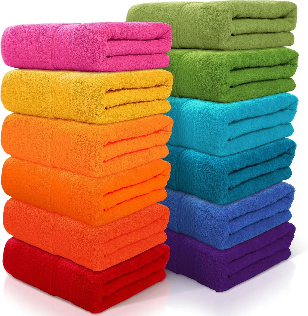 12-Pack Cotton Bath Towels 28x55"