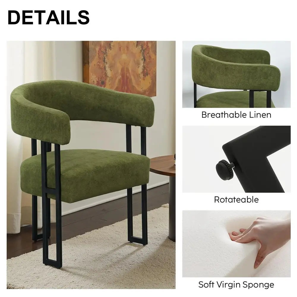 2, Modern Armrest Barrel Upholstered