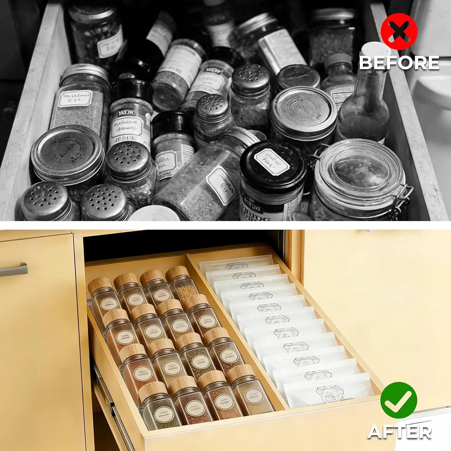 Clear Acrylic Spice Drawer Organize 4 Tier