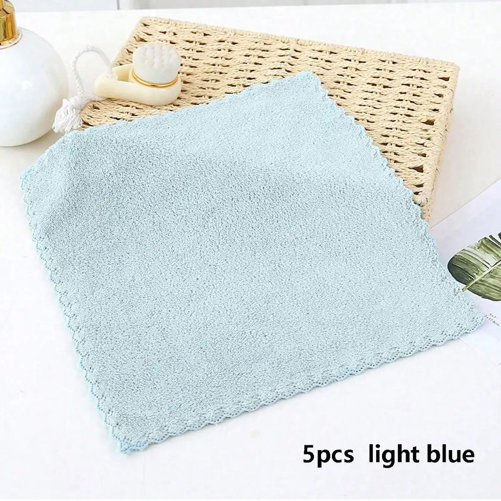 5pcs Fleece Washcloths Set, Soft & Absorbent