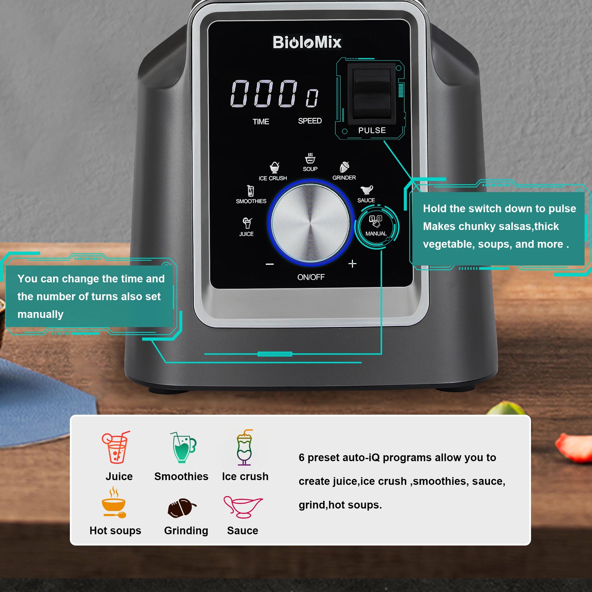 Digital BPA FREE 2L Automatic Program Commercial Blender