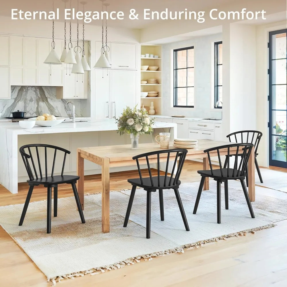 4 Black Farmhouse Semicircular Backrest