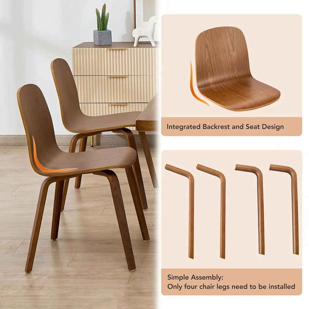 4 Wood Walnut Grain Modern Armless