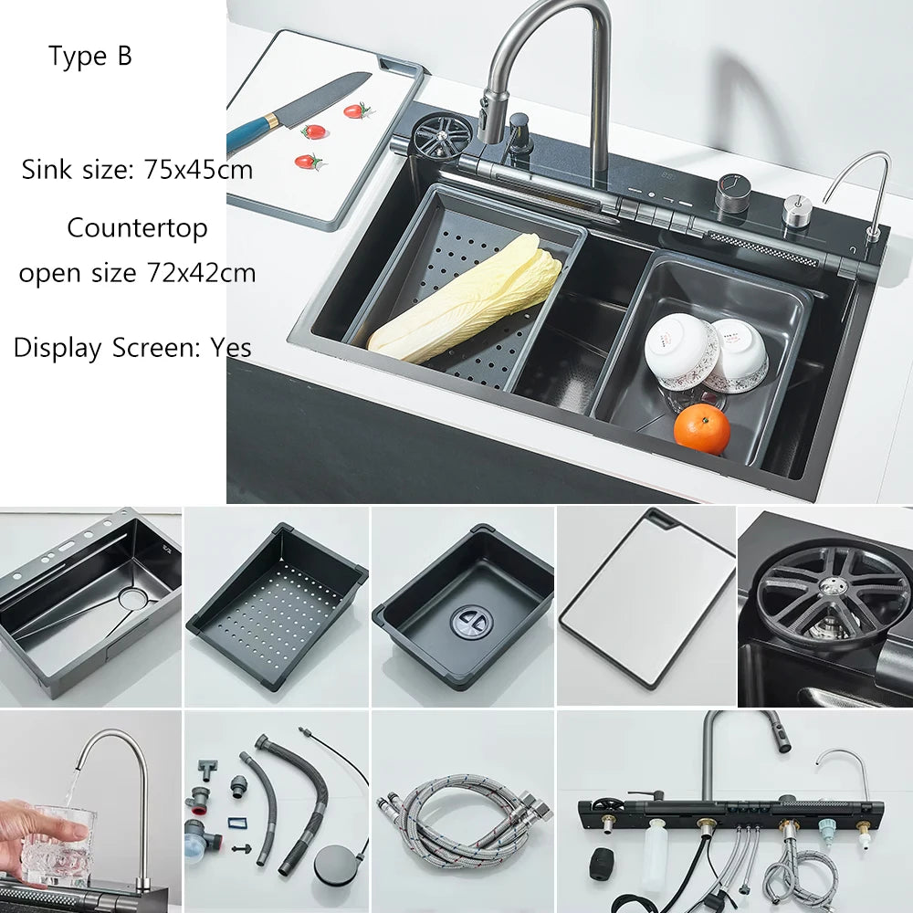 Waterfall Large Single Digital Display Faucet