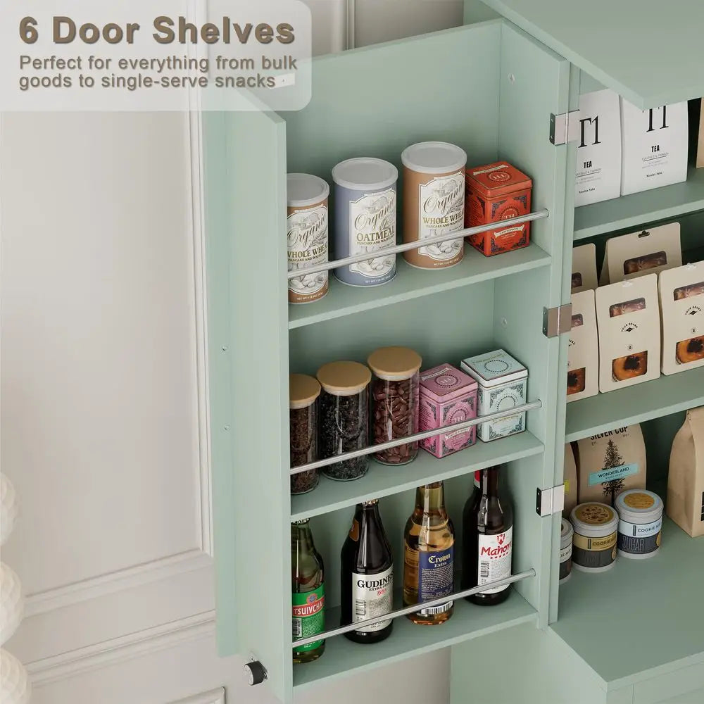 Kitchen Pantry, MW Stand, 71 Modern Hutch, Glass Doors