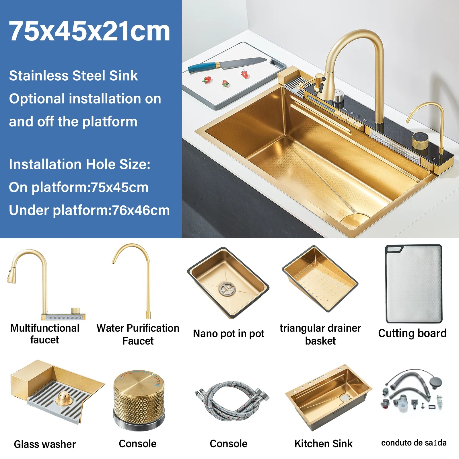 Stainless Waterfall Large Single Digital Display