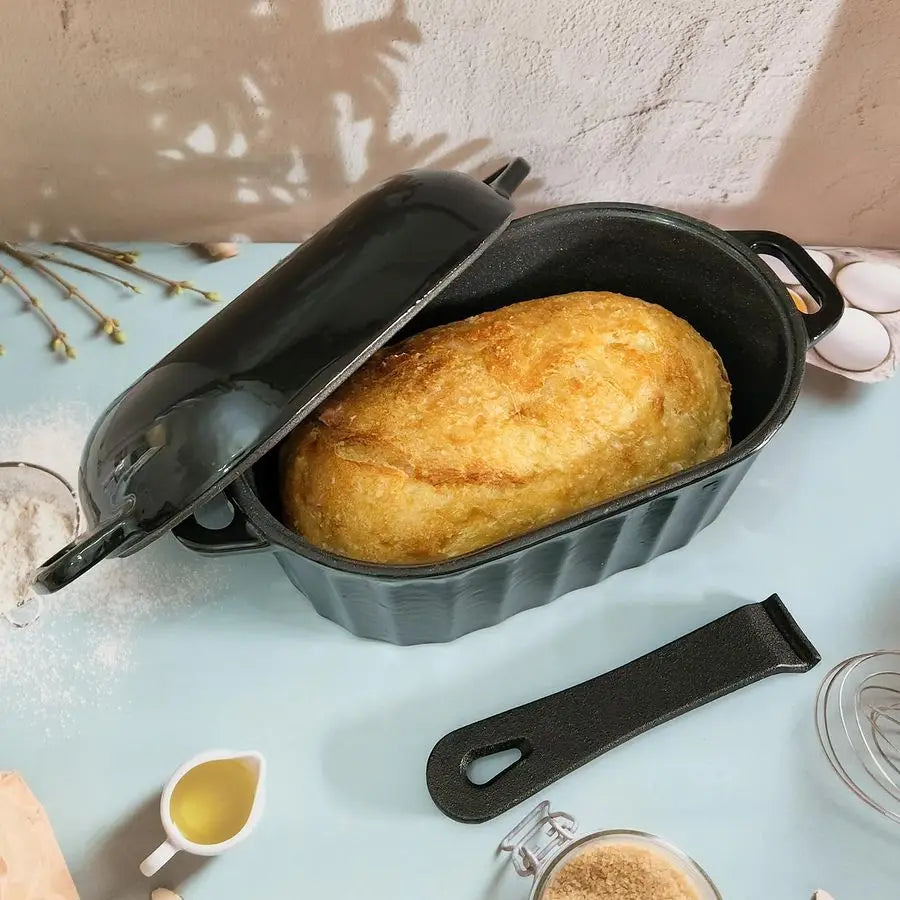 Oven Enameled Cast Iron Bread Pan W/Lid