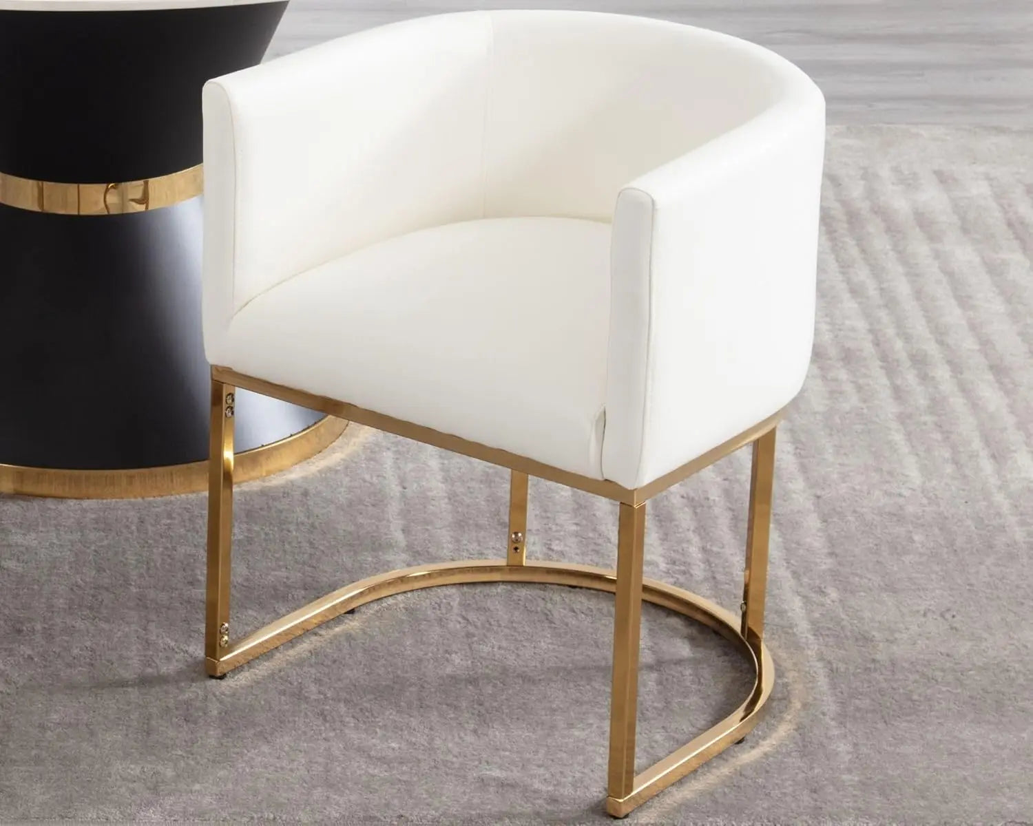 Faux Leather Upholstered Barrel Metal Frame