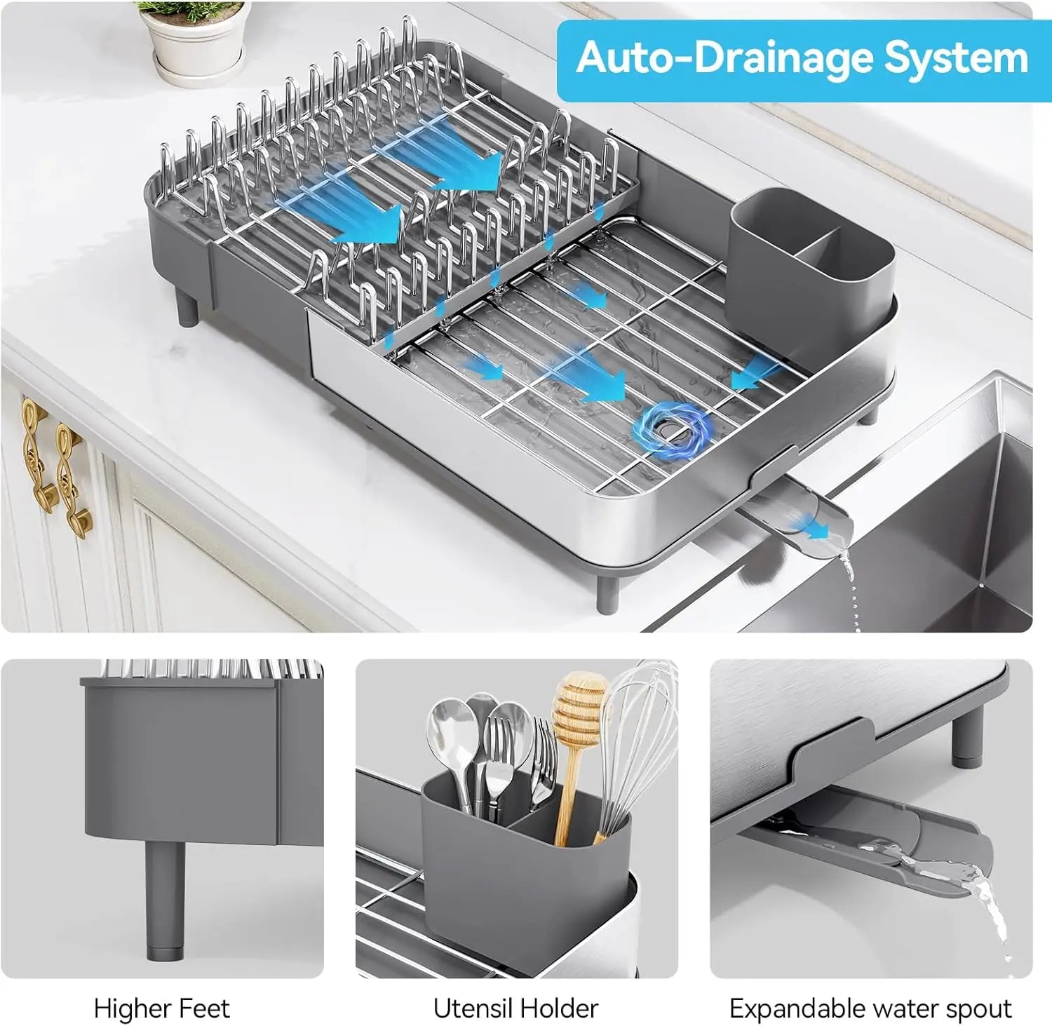 304 Stainless Steel Dish Rack, Expandable