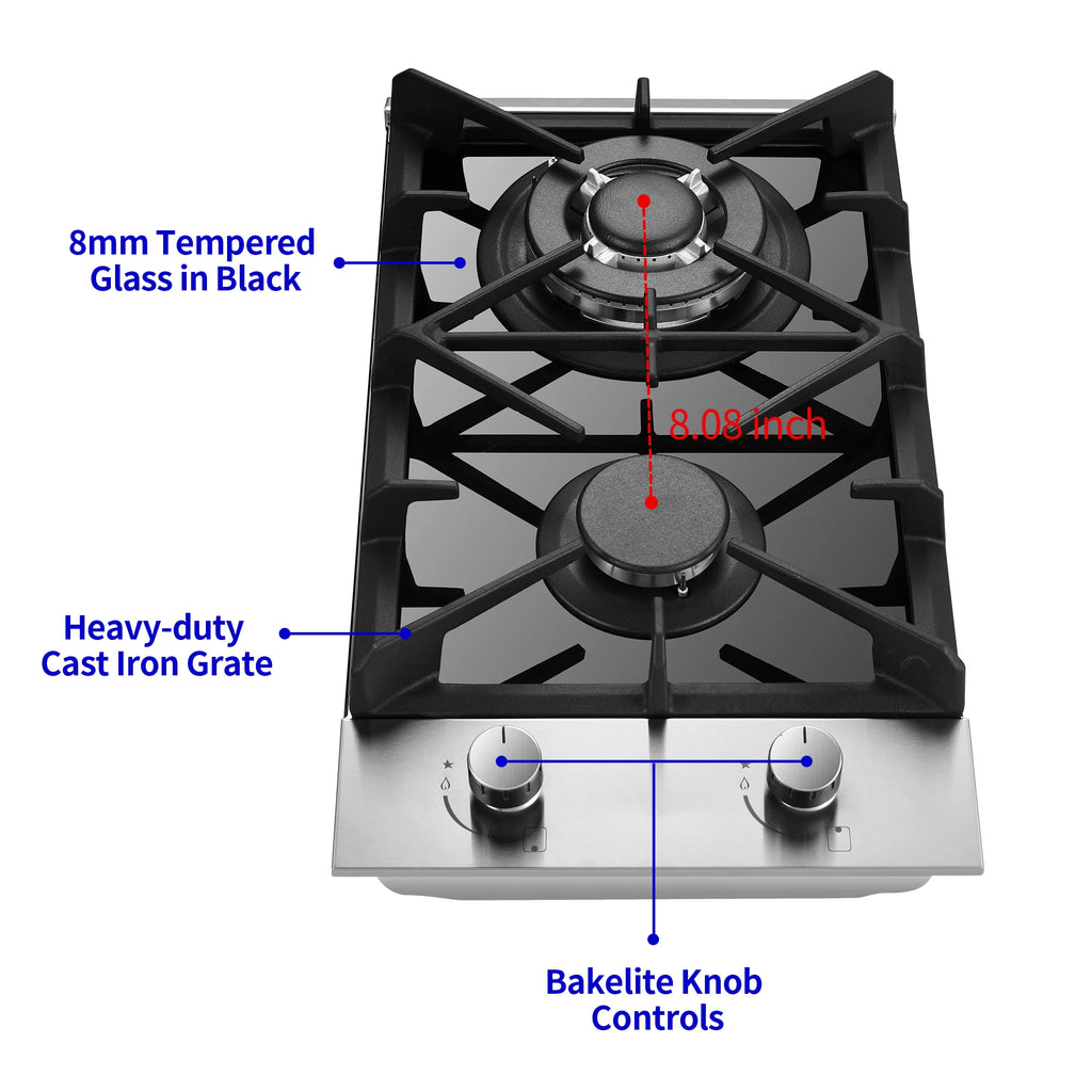 12" 2 Burner Propane Built-in