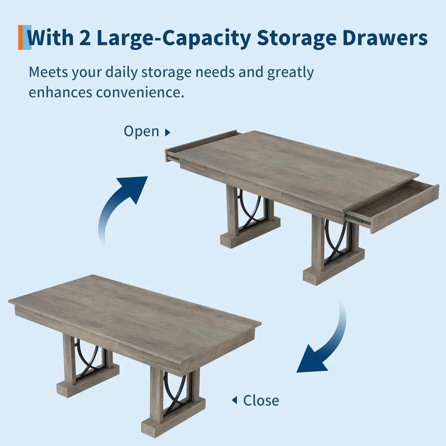 71" Wooden w/2 Drawers Rectangular for 6-8