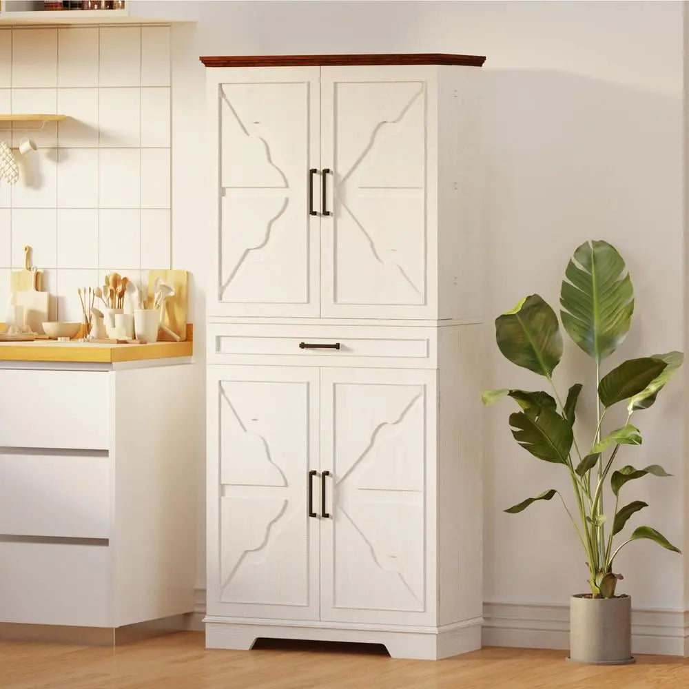 Farmhouse Pantry Cabinet 72" Tall Freestanding Cupboard