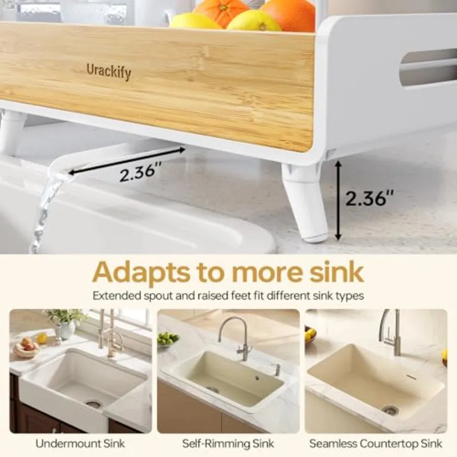 Dish Rack, Large Stainless Steel/bamboo