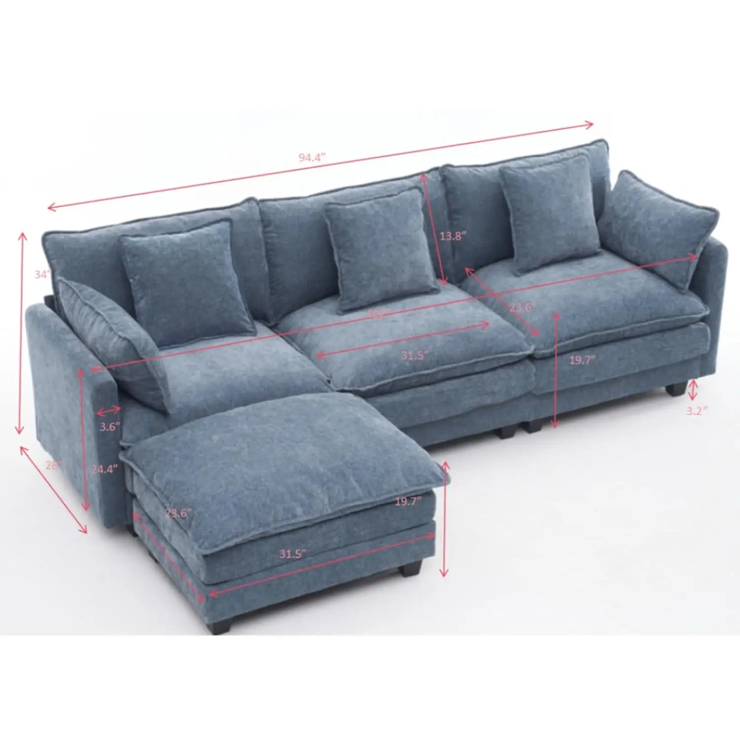 3 Seat Modular Sectional Sofa