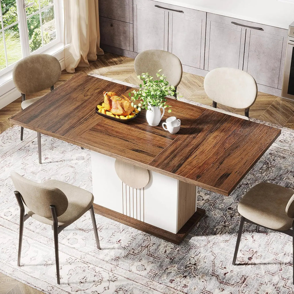 55" Rectangular For 4 /6 People Farmhouse Wood