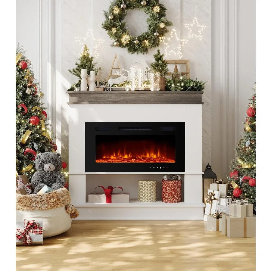 Freestanding Electric Fireplace Mantel 50"