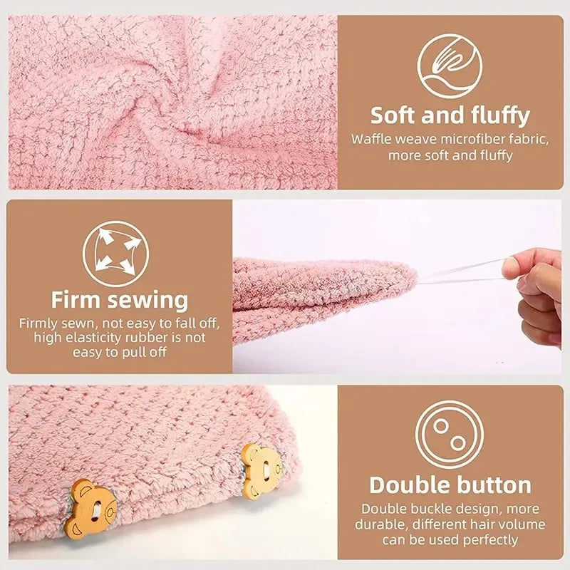 Grey Waffle Weave Microfiber Hair Drying Turban
