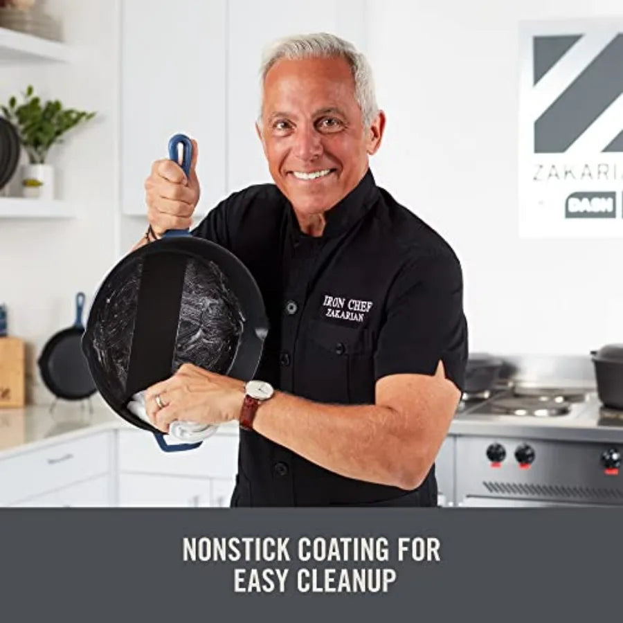 13" Nonstick Cast Iron Dual Handle Pan