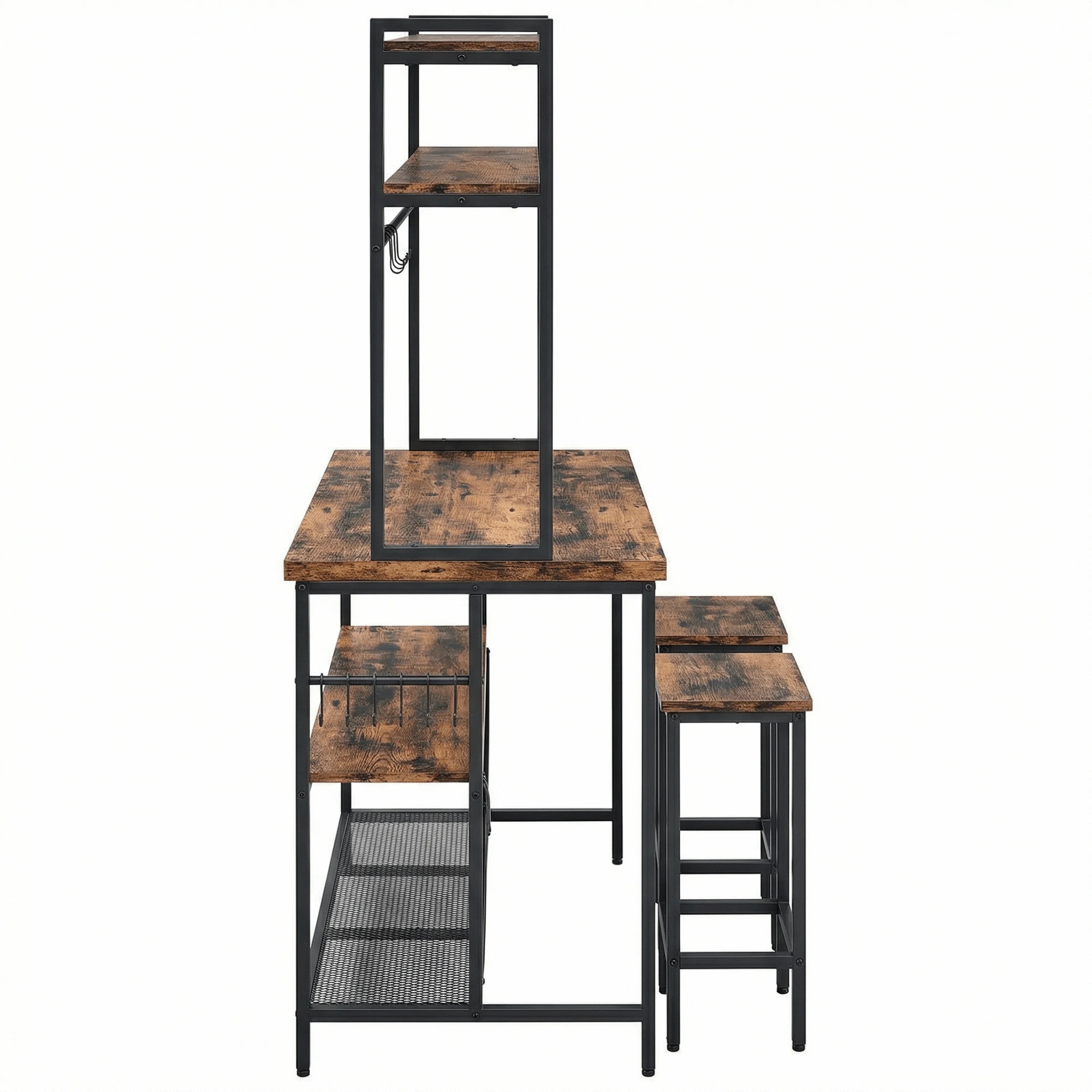 Island w/Stools, Bakers Rack w/Storage Power Outlet