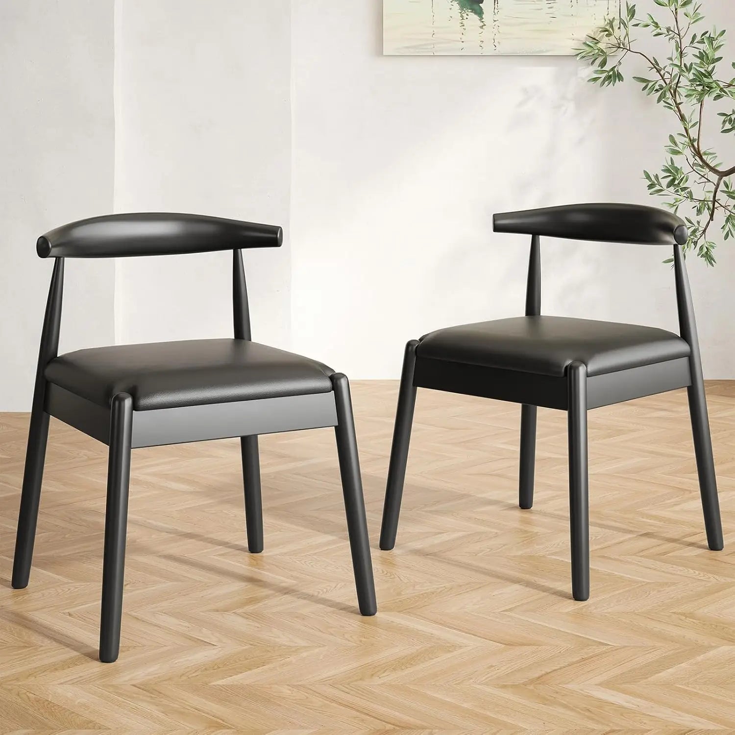 2 Mid-Century Modern w/Solid Wood Legs