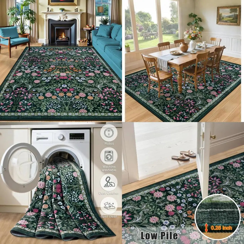9x12 Vintage Floral Boho Soft Washable