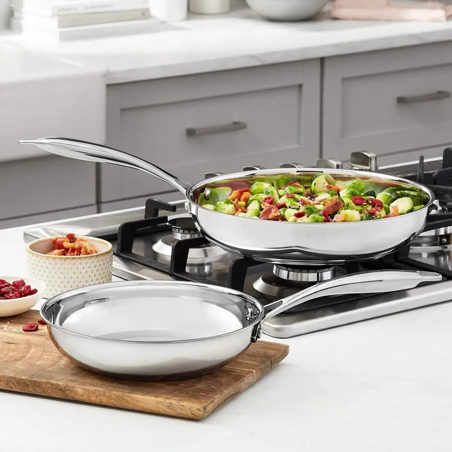 2 Pcs Stainless Induction Frying Pan Set