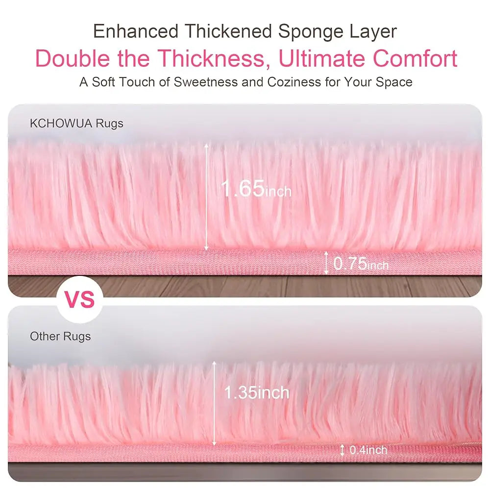 5x8 Plush Pink Fluffy Fuzzy Washable