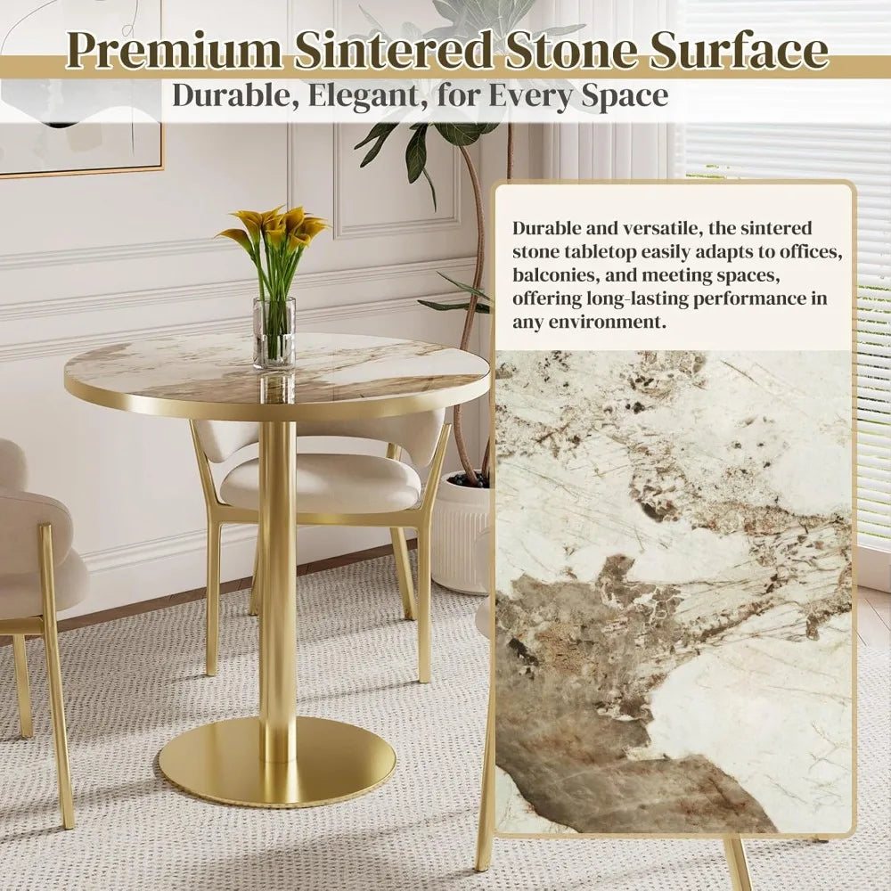 31.5'' Modern Tulip Sintered Stone Golden Edge/Base