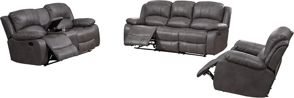 3-Piece Bonded Leather Reclining Sofa Set